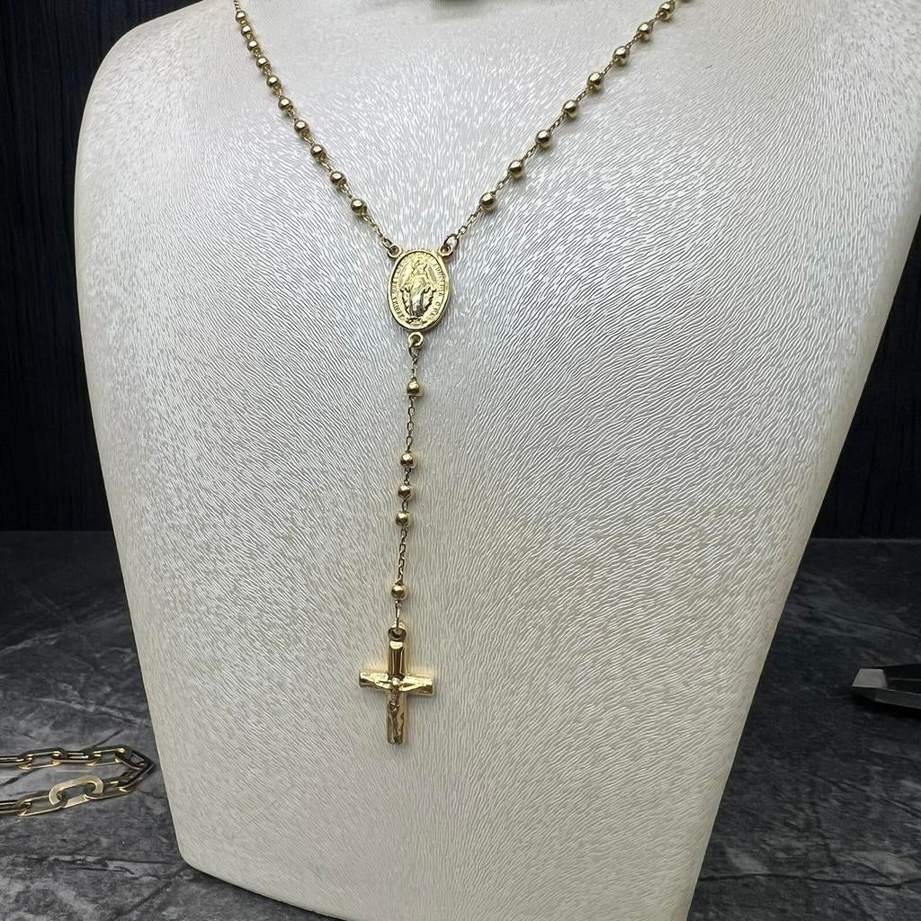 14k gouden rozenkrans kruis ketting collier, Sieraden, Tassen en Uiterlijk, Kettingen, Ophalen of Verzenden, Zo goed als nieuw