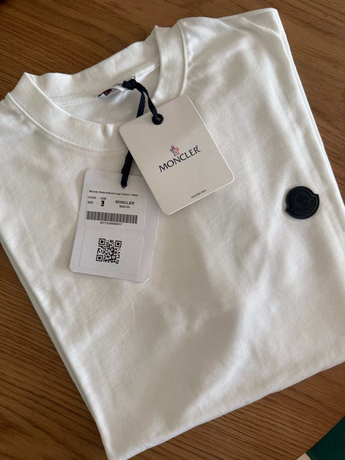 Moncler T-shirt Wit Maat L Nieuw met labels, Ophalen of Verzenden, Nieuw, Maat 52/54 (L), Wit