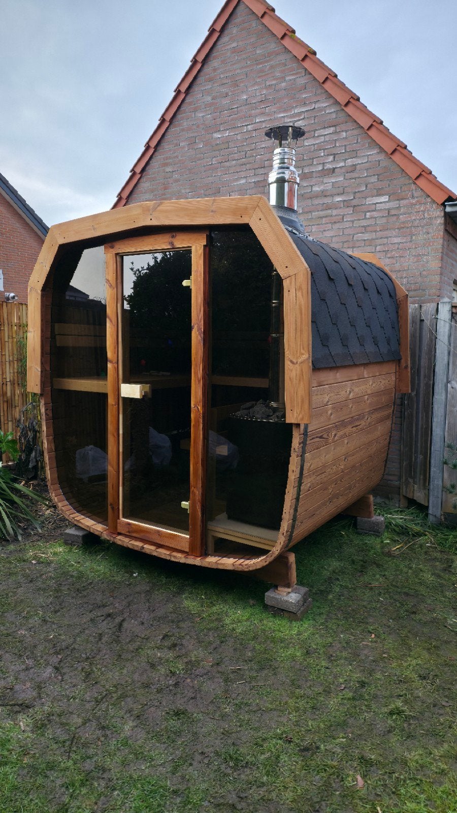 2M Barrel Sauna Gratis Levering en Plaatsing - 10% KORTING, Ophalen of Verzenden, Nieuw, Fins of Traditioneel, Complete sauna