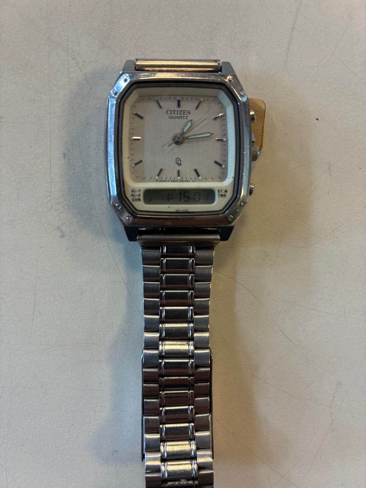 Citizen Quartz Horloge - Vintage Heren Polshorloge, Gebruikt, Staal, Ophalen of Verzenden, Polshorloge