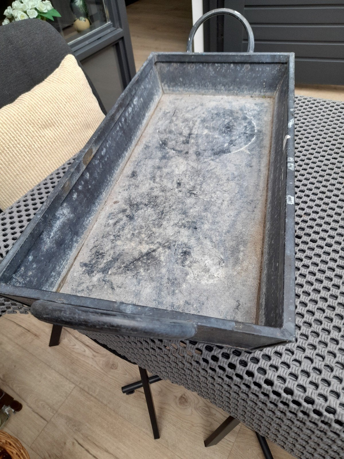 Vintage Zinken Plantenbak met Handvatten, Ophalen of Verzenden