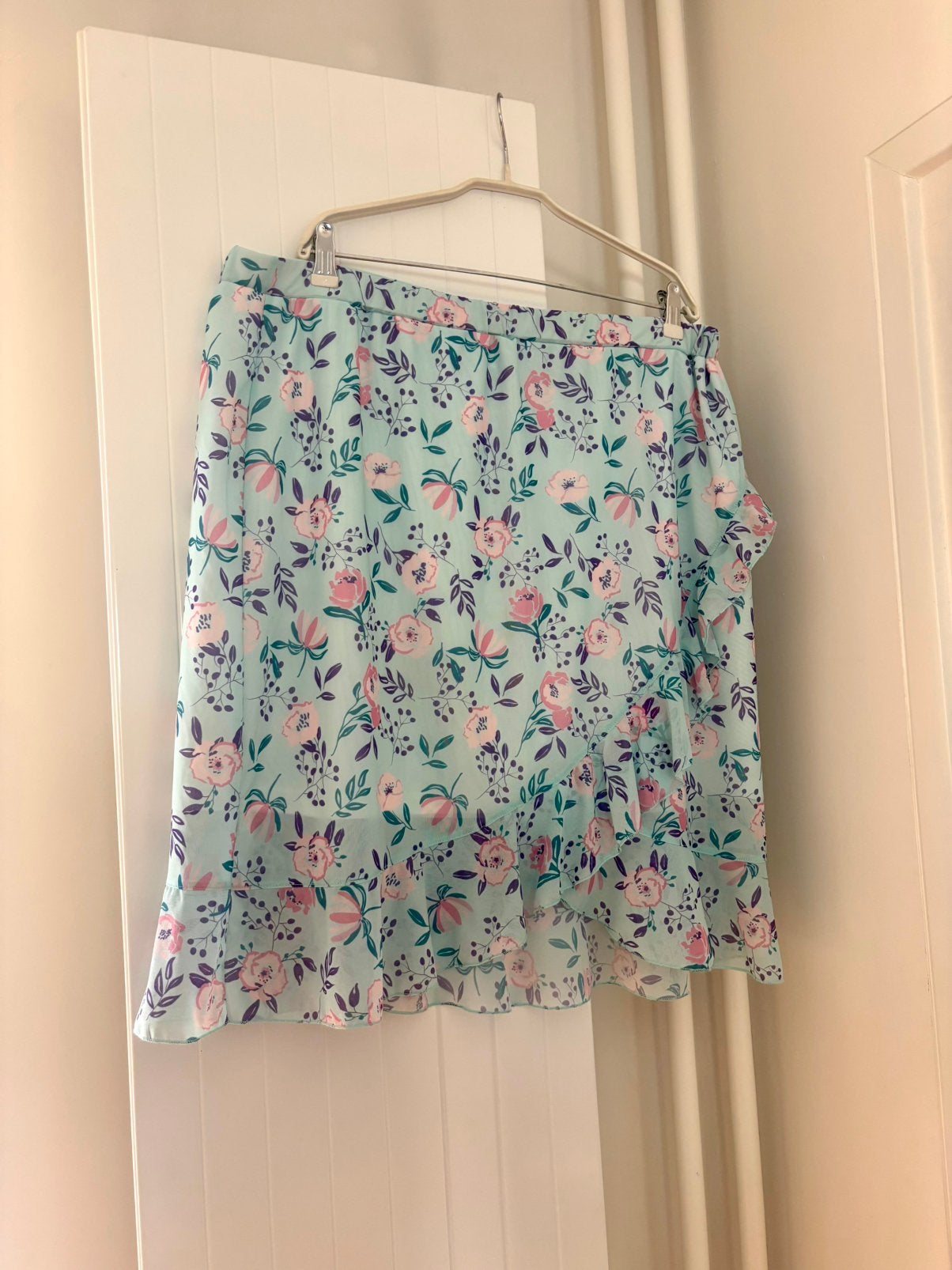 bpc Bonprix Collection bloemenrok met ruches – maat 48/50, Blauw, Maat 46/48 (XL) of groter, Ophalen of Verzenden, Zo goed als nieuw