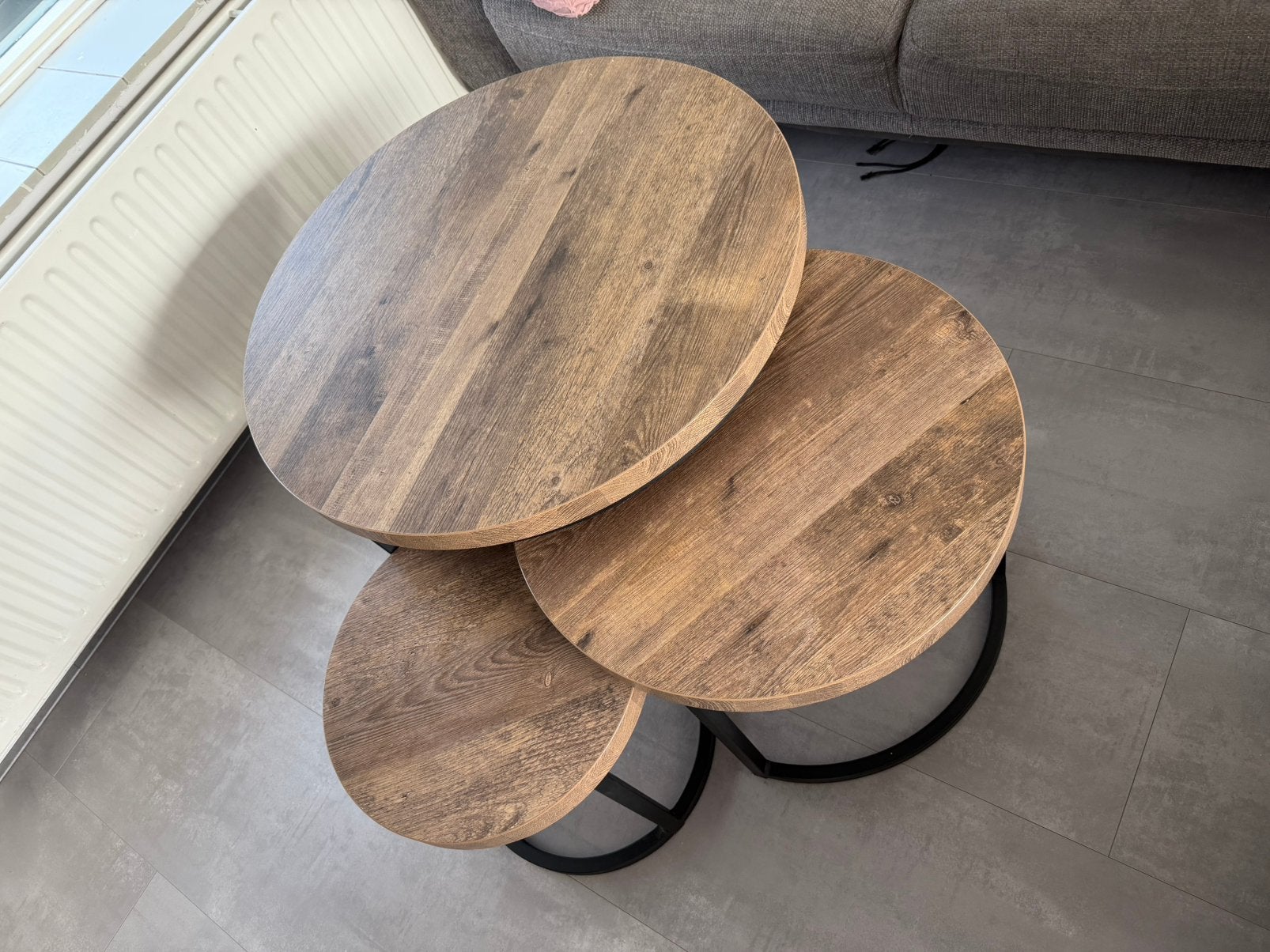 Foto 2 van Industriële woonkamer set – tv-meubel + 3 ronde salontafels