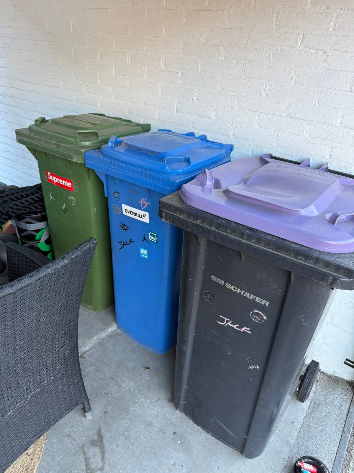 Afvalcontainers 2x 120L, Ophalen, Gebruikt, Kunststof
