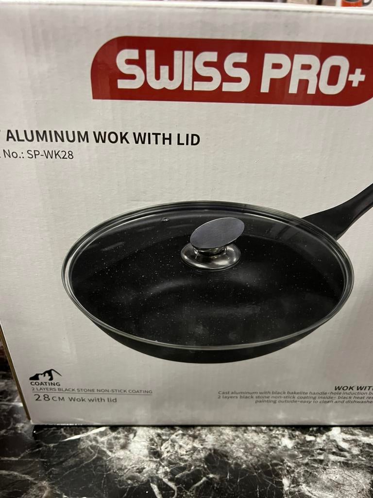 Partijhandel 10 x luxe wokpan 28cm met deksel partij handel, Ophalen of Verzenden, Keramische plaat, Wok, Nieuw