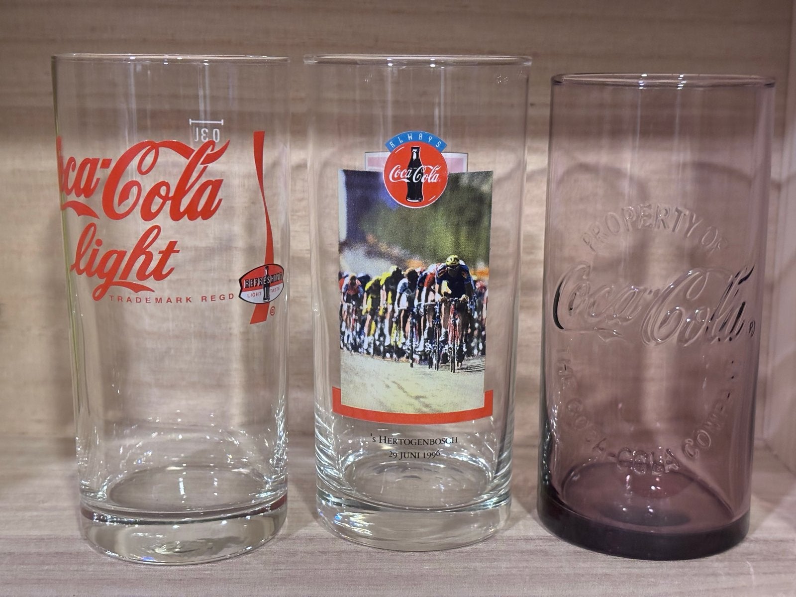 Diverse Coca-Cola glazen - set van 3, Verzamelen, Ophalen of Verzenden, Zo goed als nieuw, Gebruiksvoorwerp