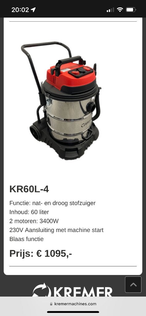Bouwstofzuiger, Ophalen, Nieuw