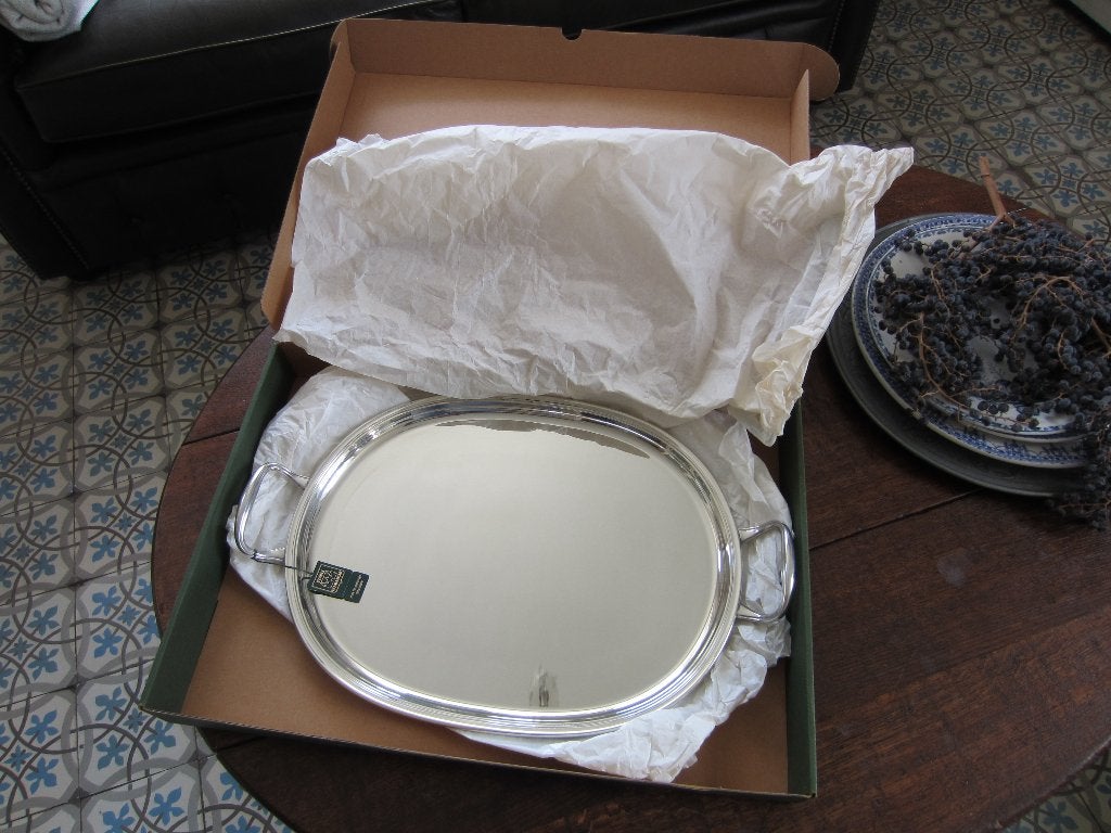 53x35cm Groot sober tinnen dienblad Etains du Manoir Paris, Ophalen of Verzenden
