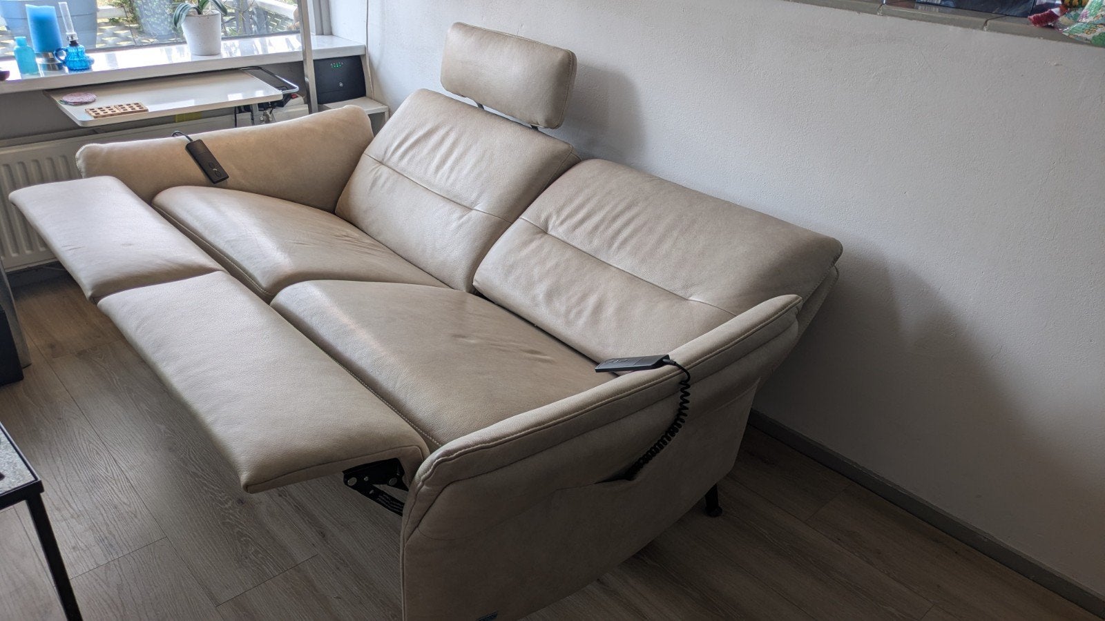 Mondo elektrische relaxbank 2-zits leder 180 breed  ., Ophalen, Gebruikt, Tweepersoons, Leer
