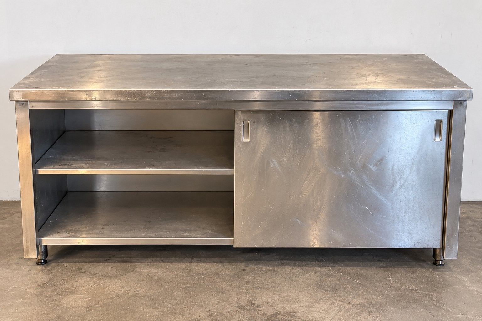 RVS Horeca Werktafel met Schuifdeuren – 190 cm, Ophalen, Gebruikt, RVS Meubilair