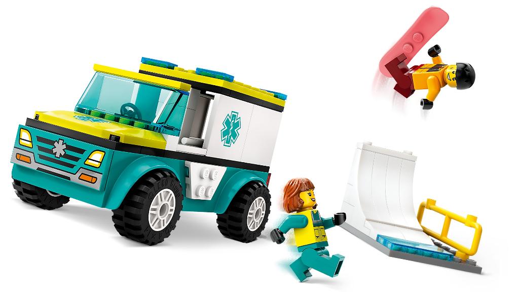 LEGO City 60403 Ambulance en Snowboarder 79 delig, Ophalen of Verzenden, Nieuw, Complete set, Lego