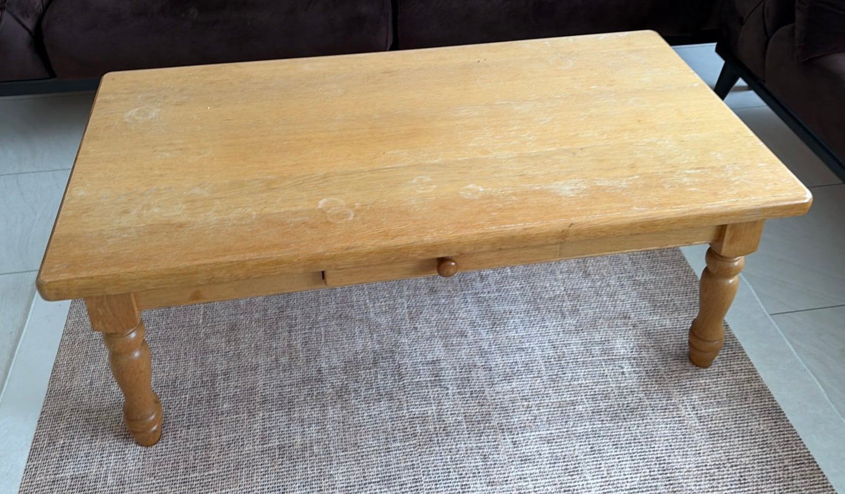 Echt eikenhout salontafel, 100 tot 150 cm, Eikenhout, Zo goed als nieuw, Rechthoekig