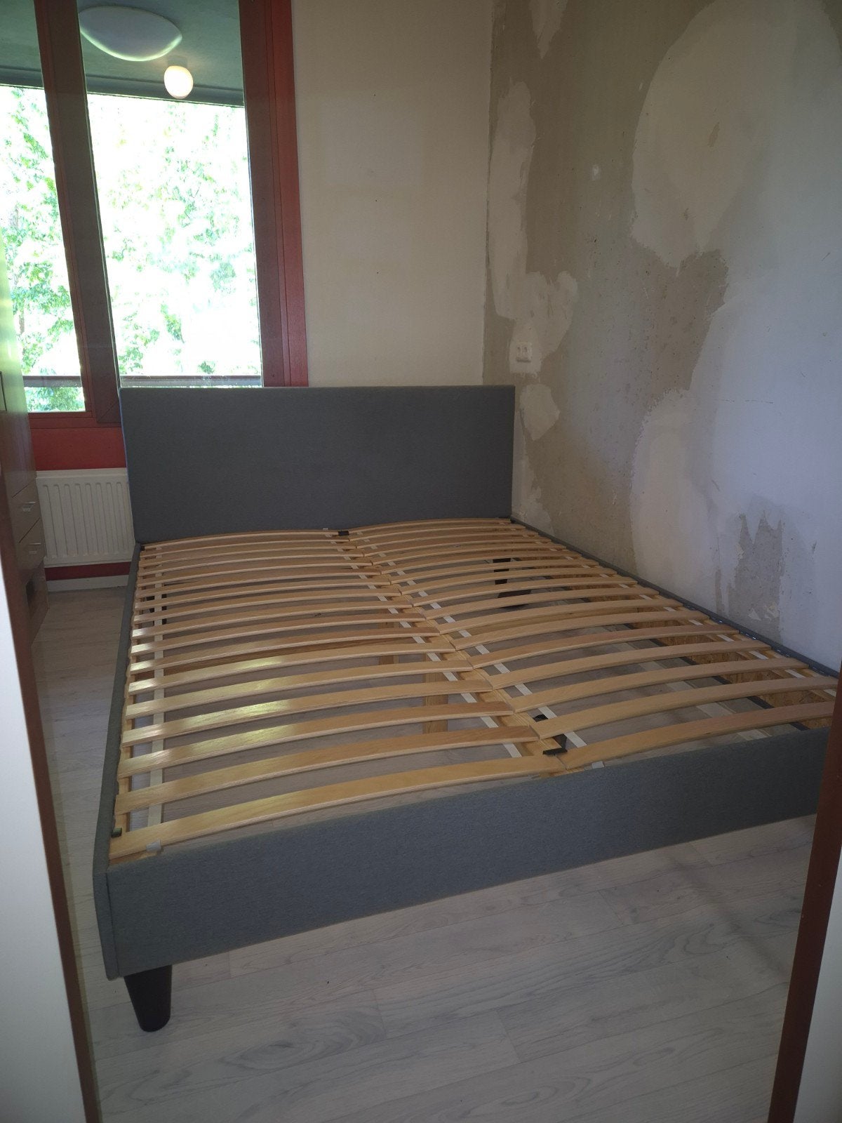 Tweepersoonsbed met lattenbodem - Grijs, 160x200 cm, Ophalen, Gebruikt, Tweepersoons, 200 cm