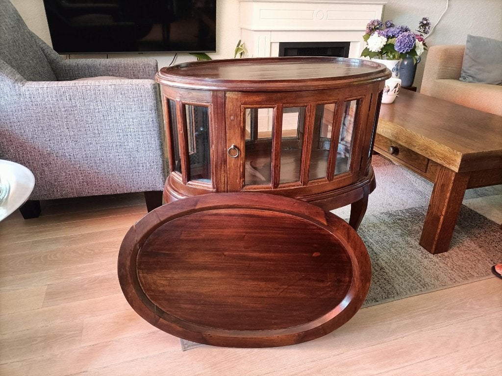 Houten theekastje met dienblad, Ophalen