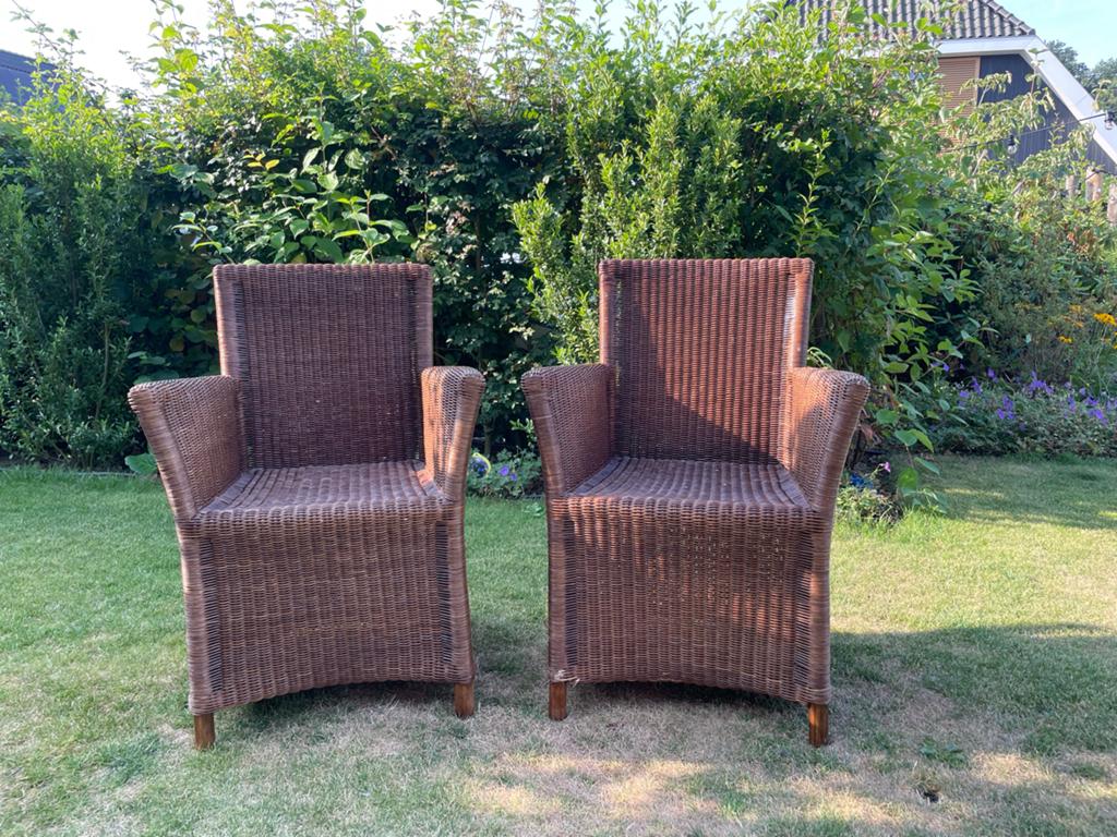 2 Riet Tuinstoelen - Uitstekend Zitcomfort, Ophalen, Zo goed als nieuw, Rotan