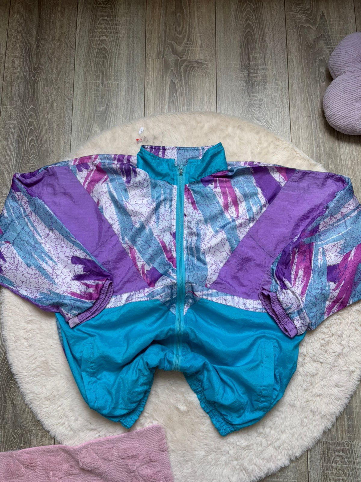 Vintage 90s Windbreaker Made in USA Oversized L, Paars, Maat 42/44 (L), Ophalen of Verzenden, Mksneakzoutlook