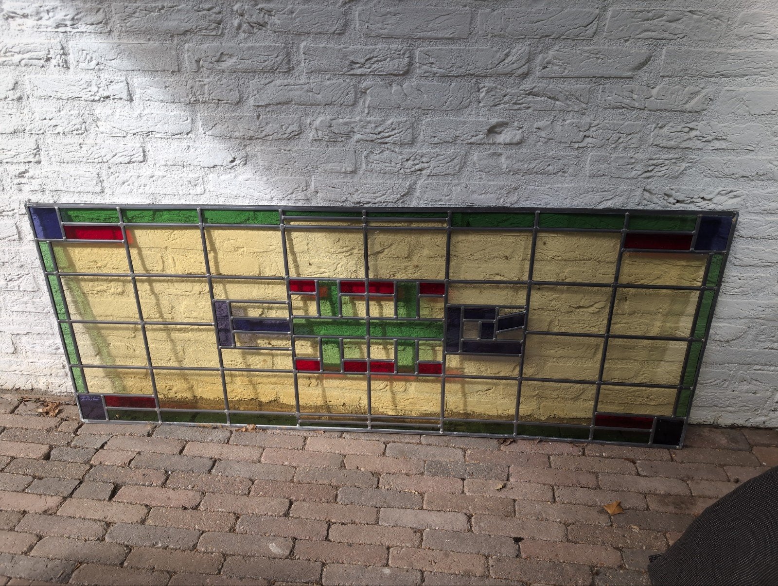 Prachtig glas in lood raam - Uniek design, Doe-het-zelf en Verbouw, Ophalen, Gevelraam of Ruit, Zo goed als nieuw, 120 tot 160 cm