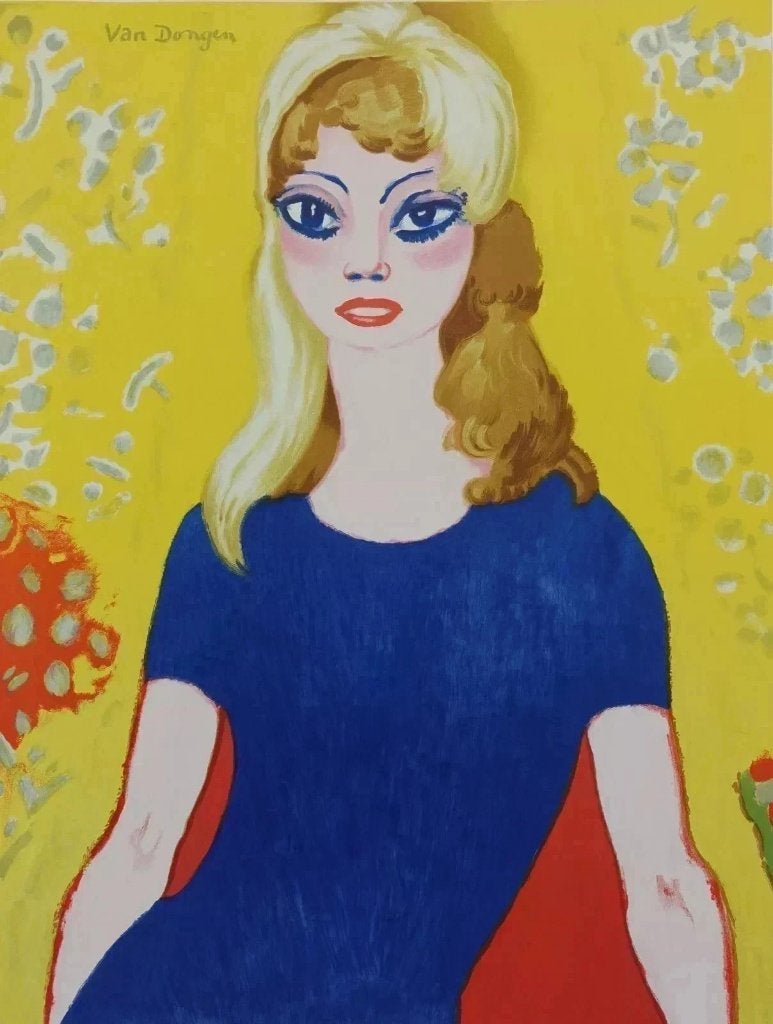 Kees van Dongen(1877)Lithografische Affiche" Br Bardot " Ges, Personages en Fantasiefiguren, Ophalen of Verzenden, Overige techniek