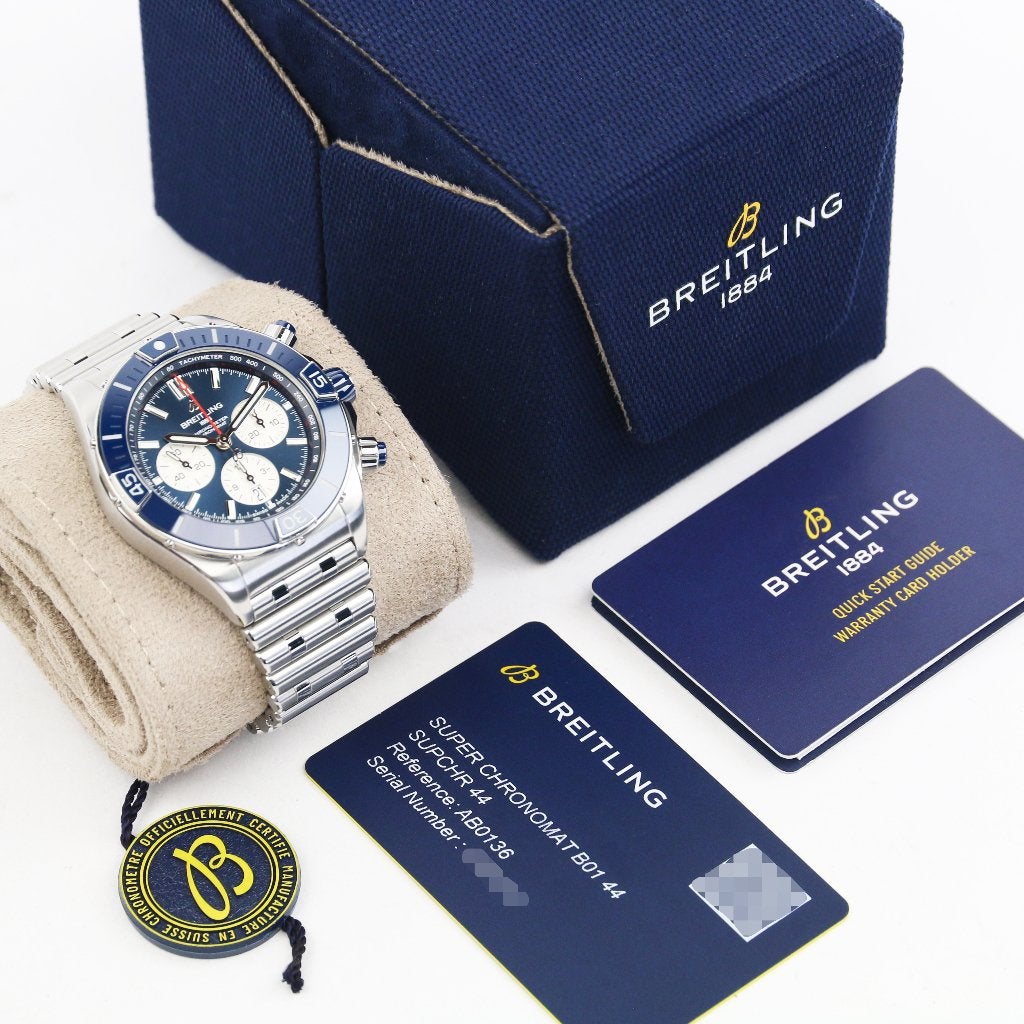 Breitling Super Chronomat blauw 44 (Zeer goed/ 2022), Staal, Staal, Breitling, Polshorloge