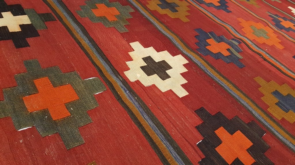 Shahsevan Kelim/Vloerkleed 340 x 131/Perzisch tapijten/Loper, 100 tot 150 cm, Www.simatapijten.nl, 200 cm of meer, Ophalen of Verzenden
