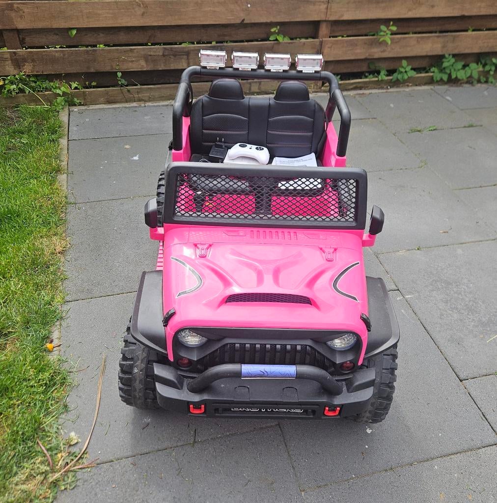 Roze elektrische kinderauto Jeep met afstandsbediening, Ophalen of Verzenden, Gebruikt