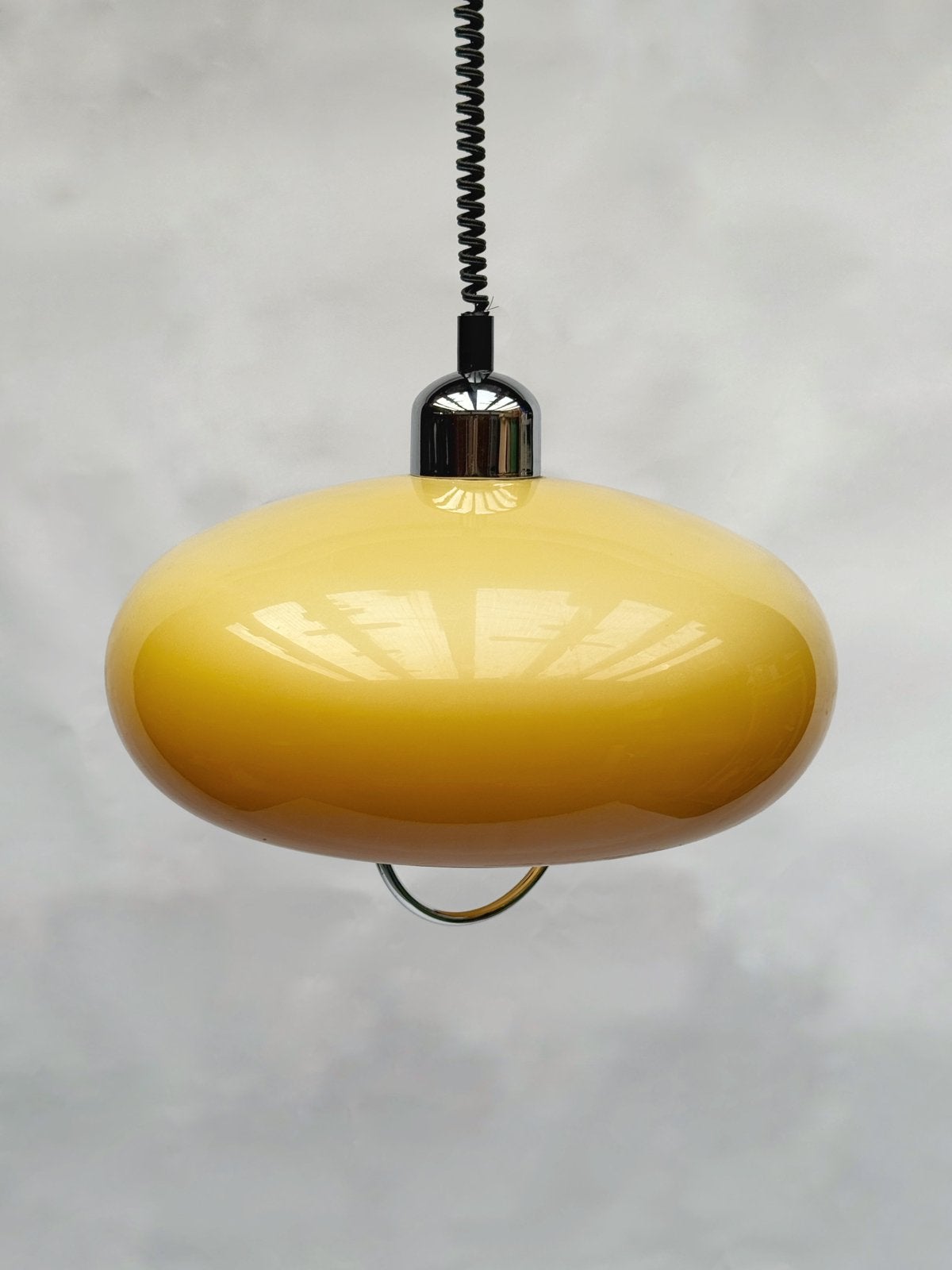 Vintage Gele Hanglamp Massive Belgium Space Age Mushroom, Space Age Mid Century, Kunststof, Gebruikt, E27 (groot)