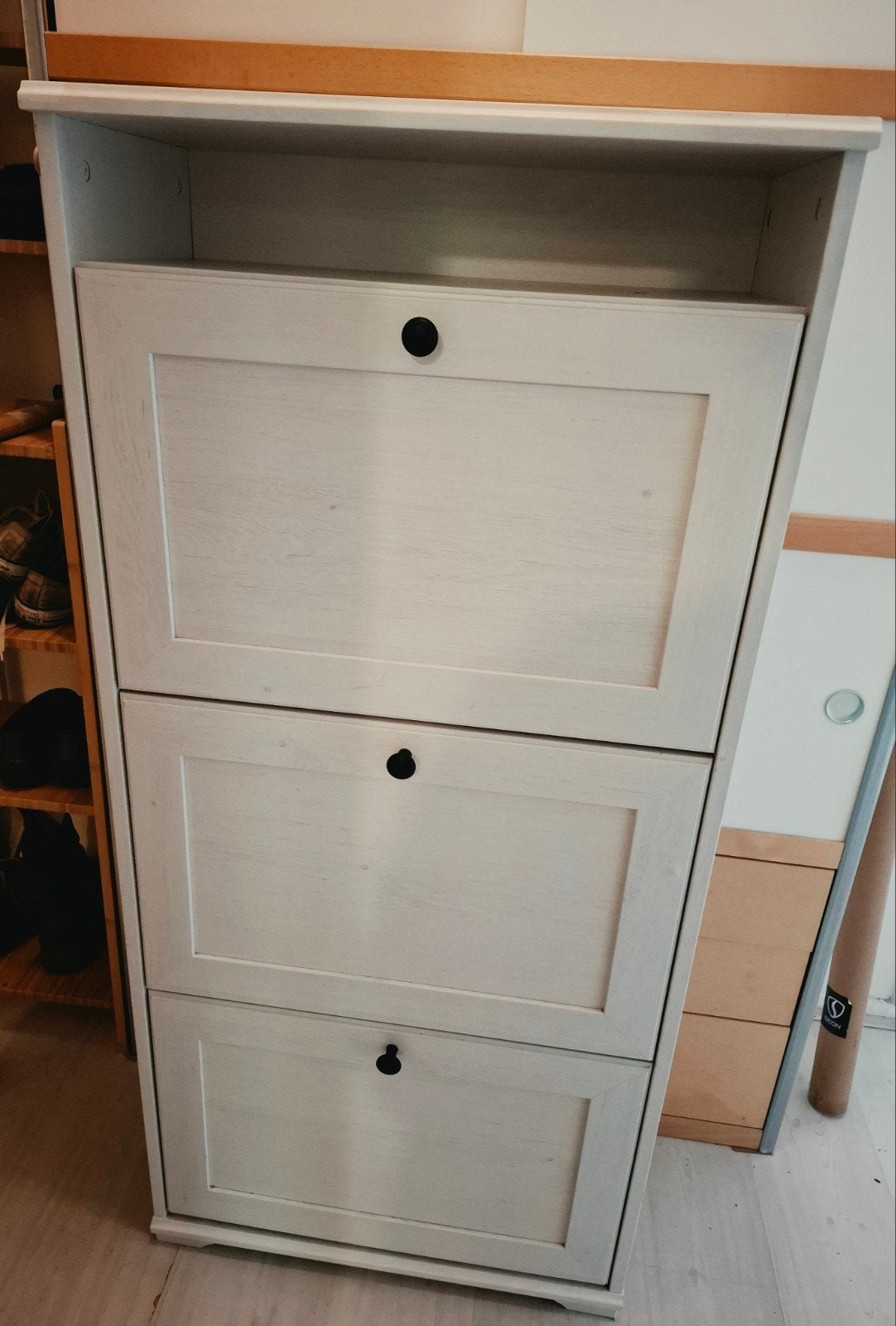 Schoenenkast wit hout met 3 vakken, Ophalen, Gebruikt