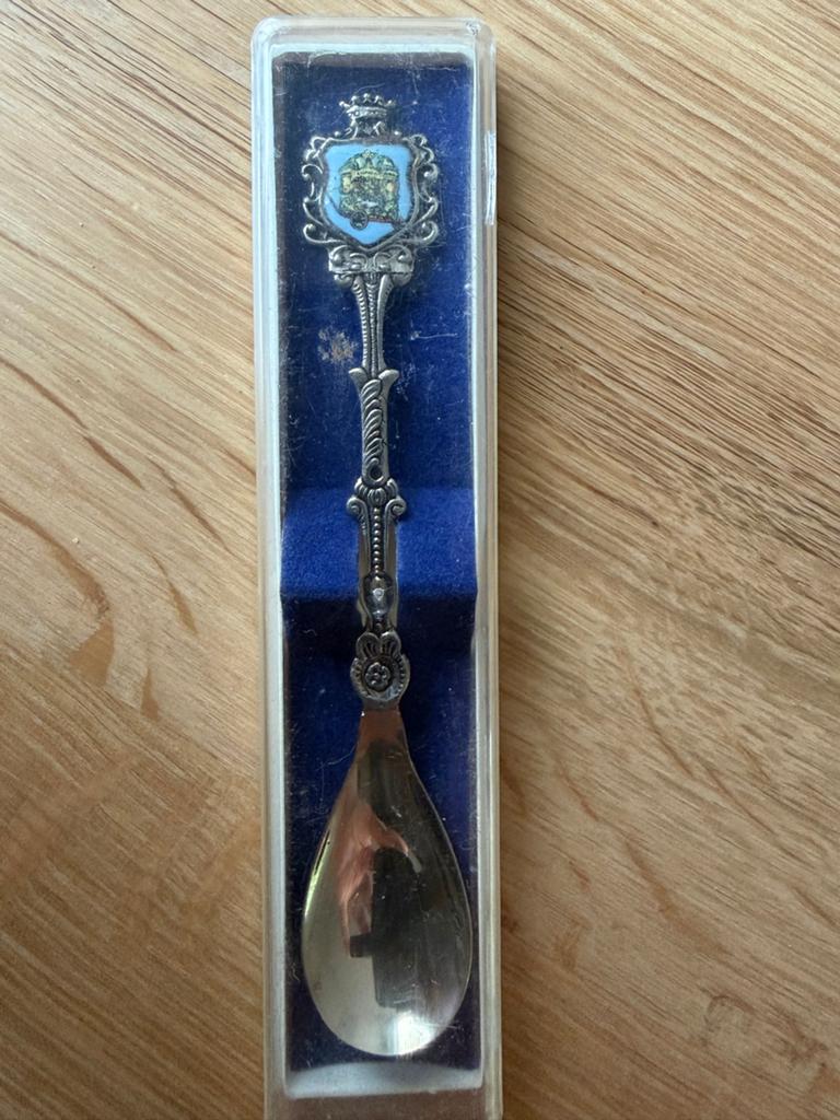 Vintage theelepel met wapenschild - AGRO 18, Ophalen