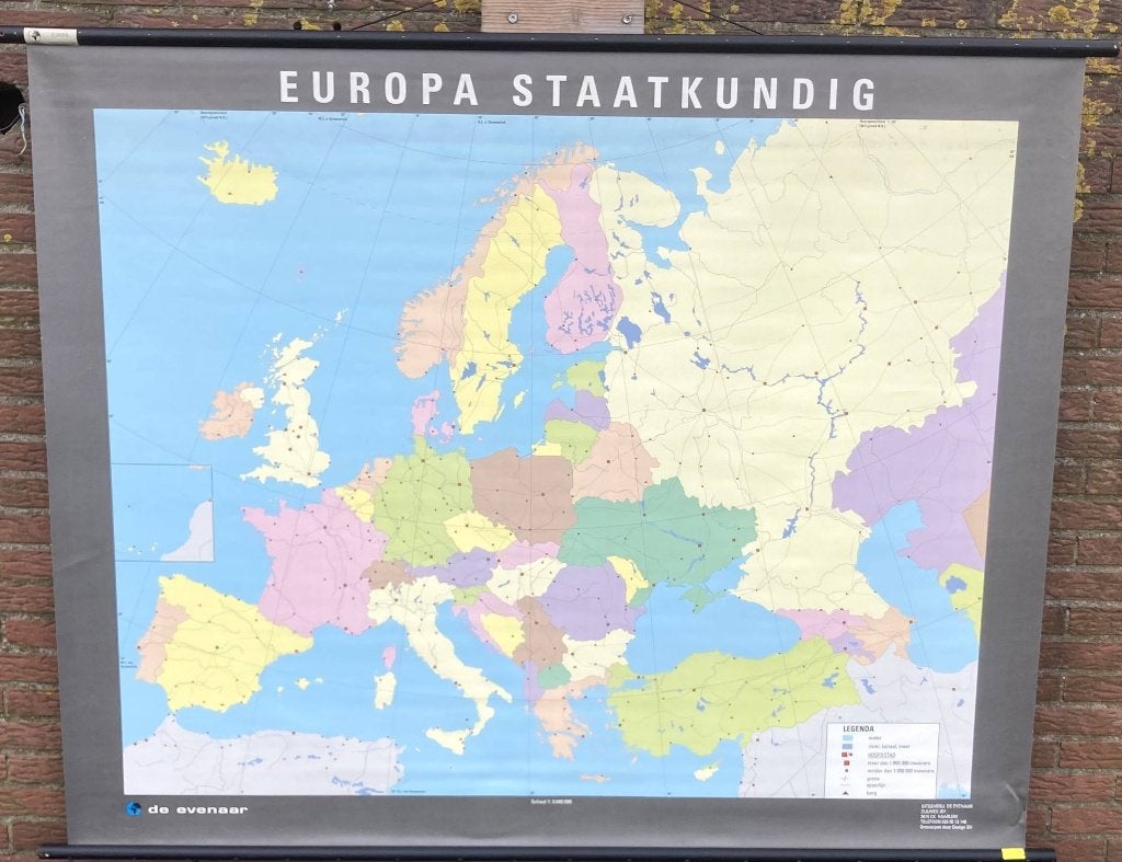 Wandkaart Europa., Ophalen of Verzenden, Aardrijkskunde