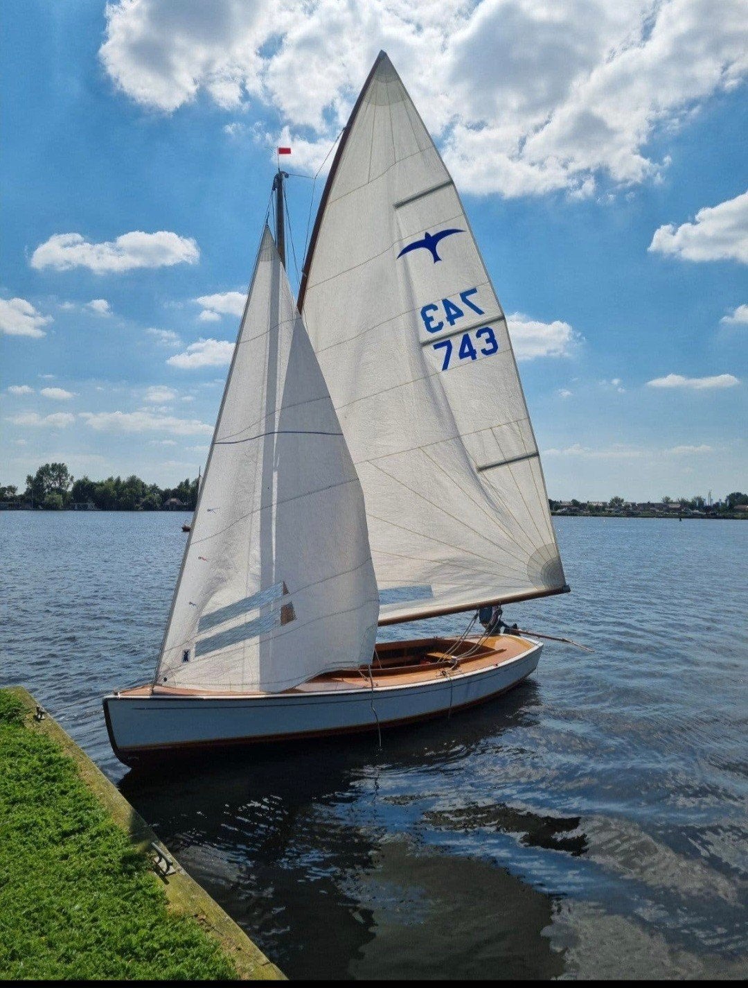 Houten valk met buitenboordmotor - 743, Watersport en Boten, Ophalen, Dekzeil, Gebruikt, Overige brandstoffen