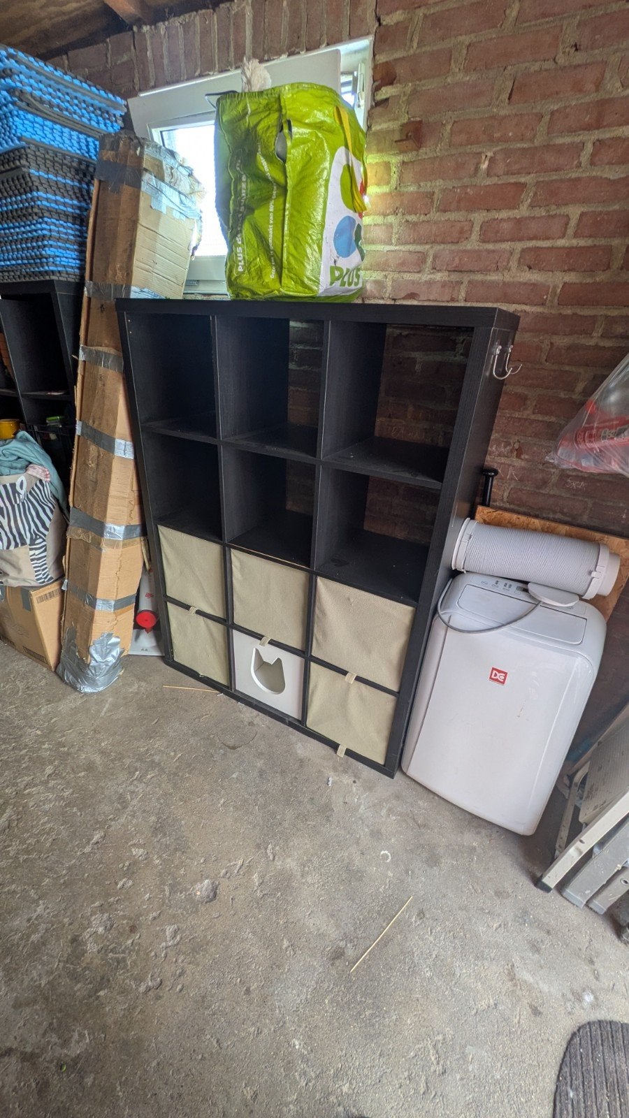 IKEA Kallax kast zwart met beige vakken, Ophalen, Gebruikt
