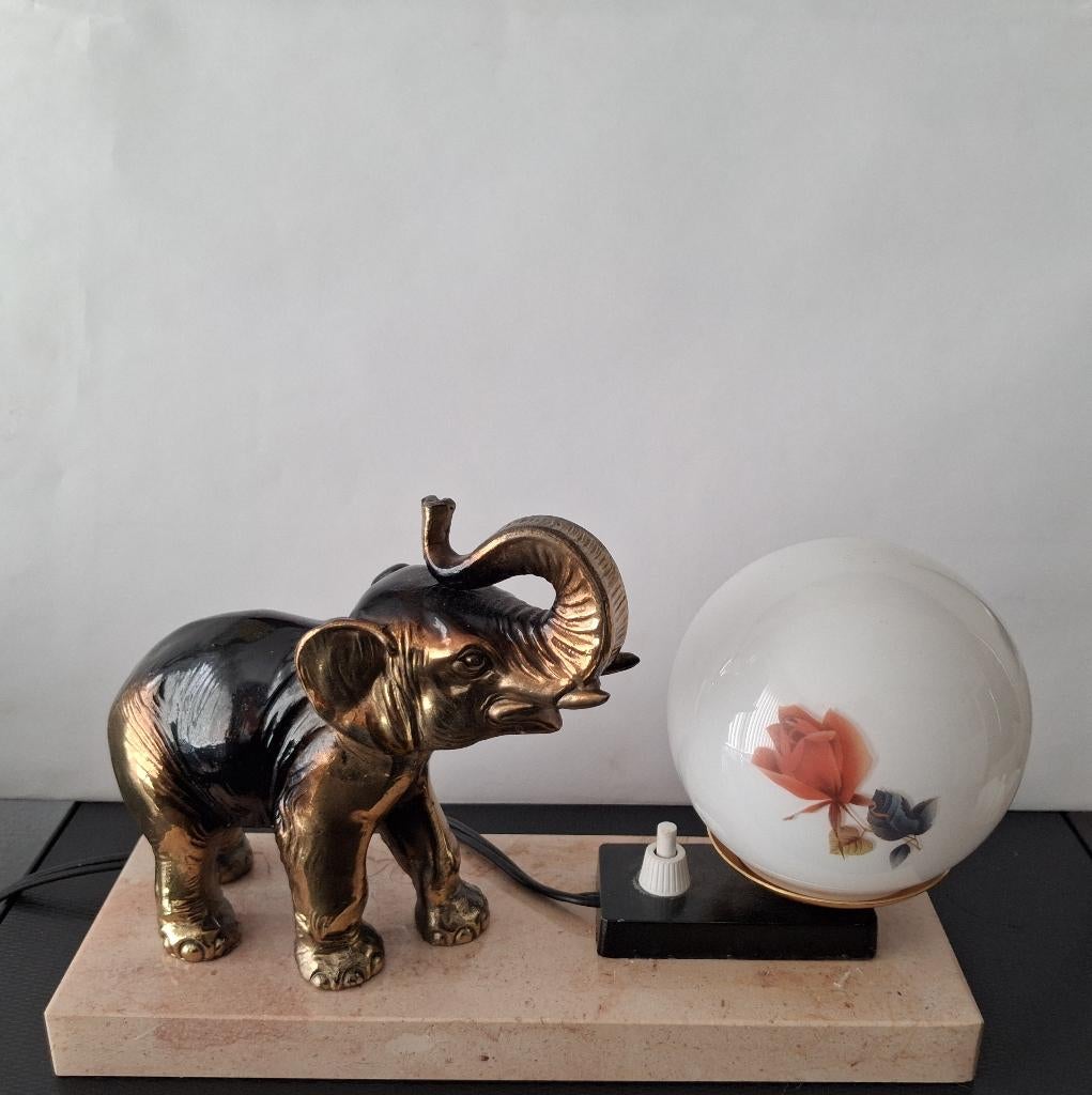 Art Deco lampje met olifant, Ophalen of Verzenden