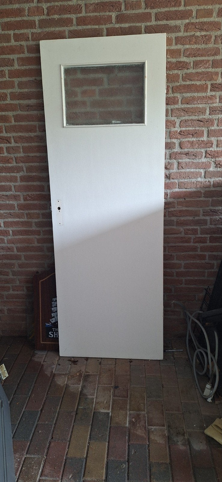 oude  binnendeur met glas - Gebruikt, Gebruikt, 80 tot 100 cm, Binnendeur, Ophalen of Verzenden