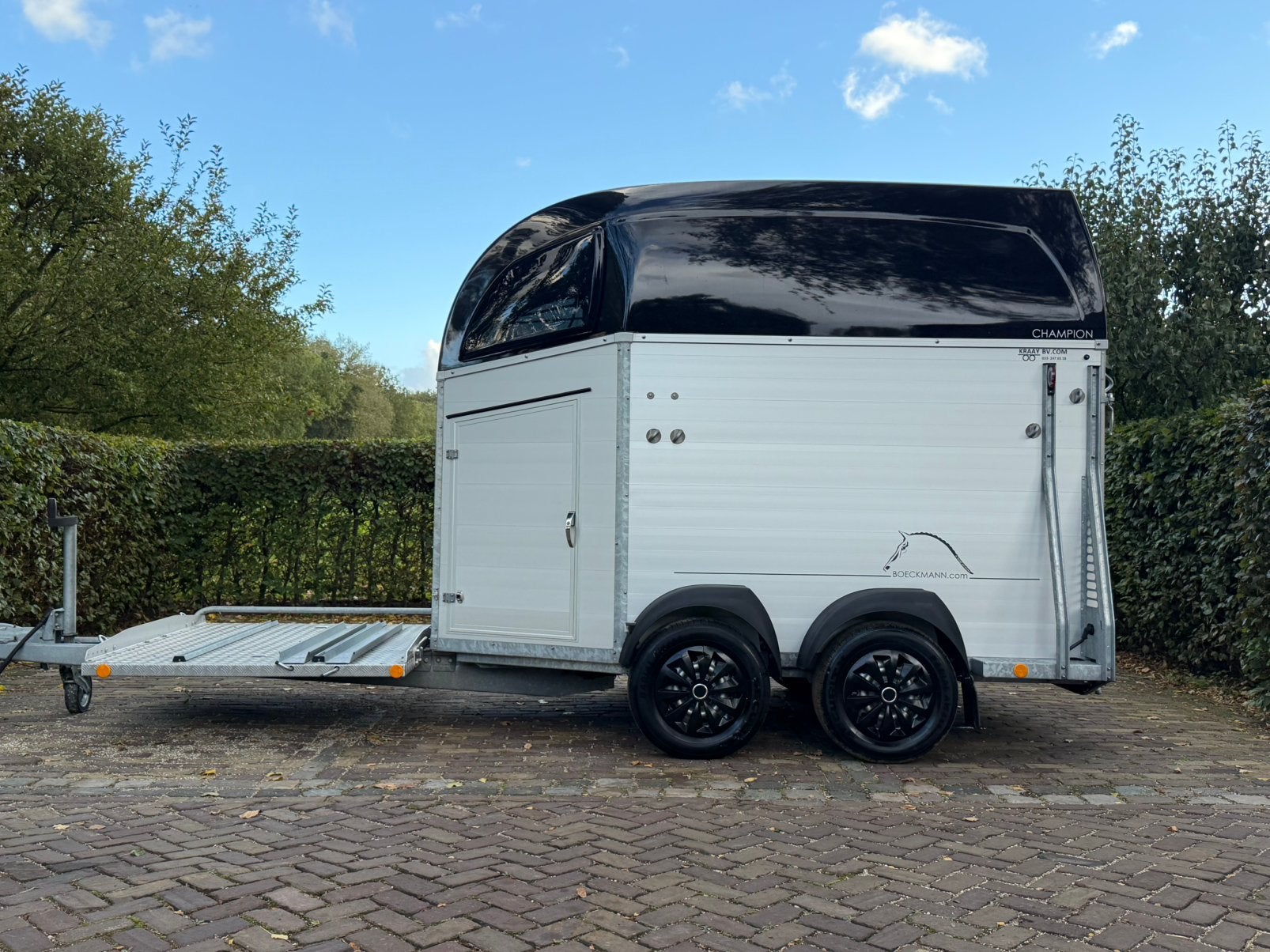 Prachtige bockmann koetsentrailer vol aluminium, zadelkamer, Ophalen, Aluminium, Zo goed als nieuw, 2-paards trailer