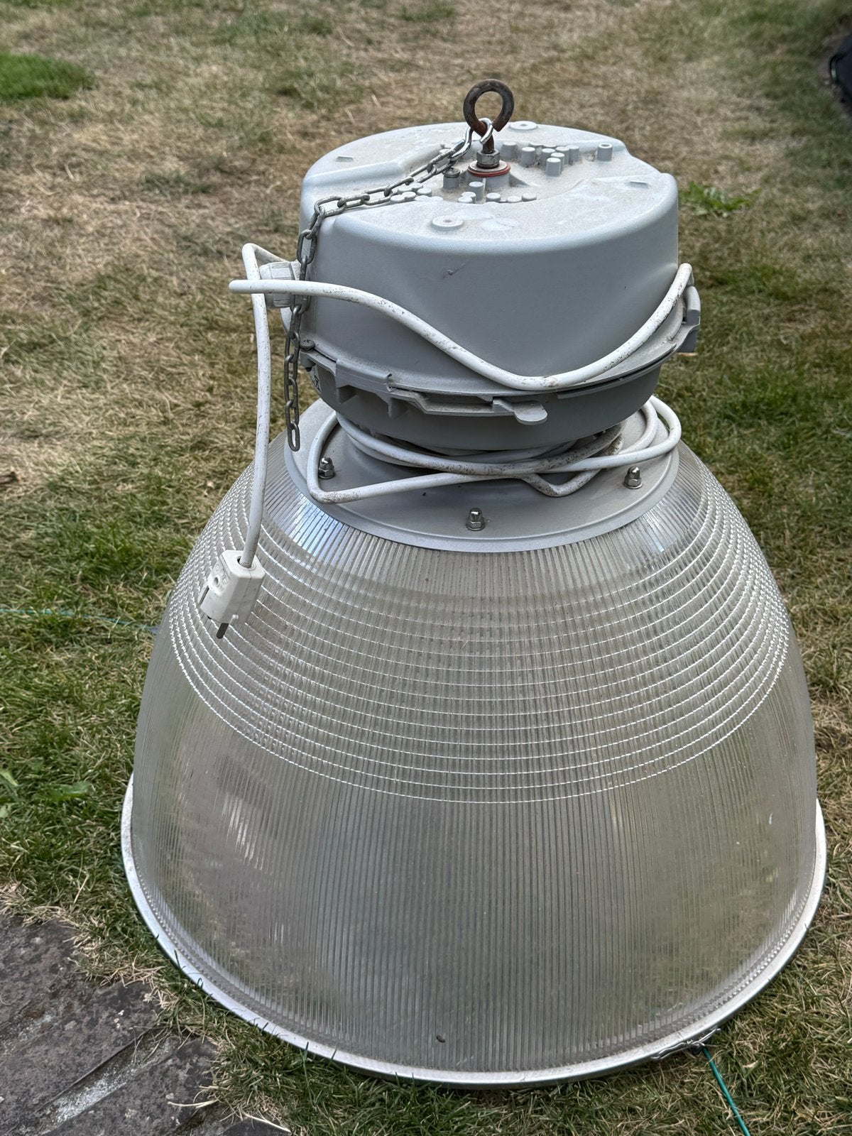 Grote industriële stal lamp met E9 fitting, Overige merken, Gebruikt, Grijs, Industrieel