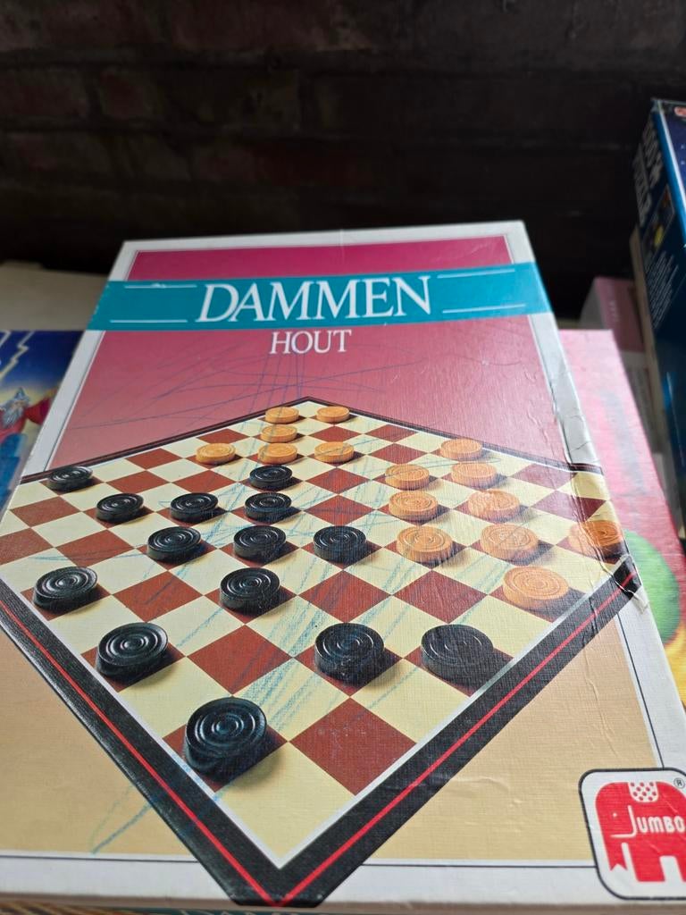 Jumbo Dammen Hout Bordspel - Klassiek Gezinsspel, Een of twee spelers, Ophalen of Verzenden, Gebruikt, Jumbo