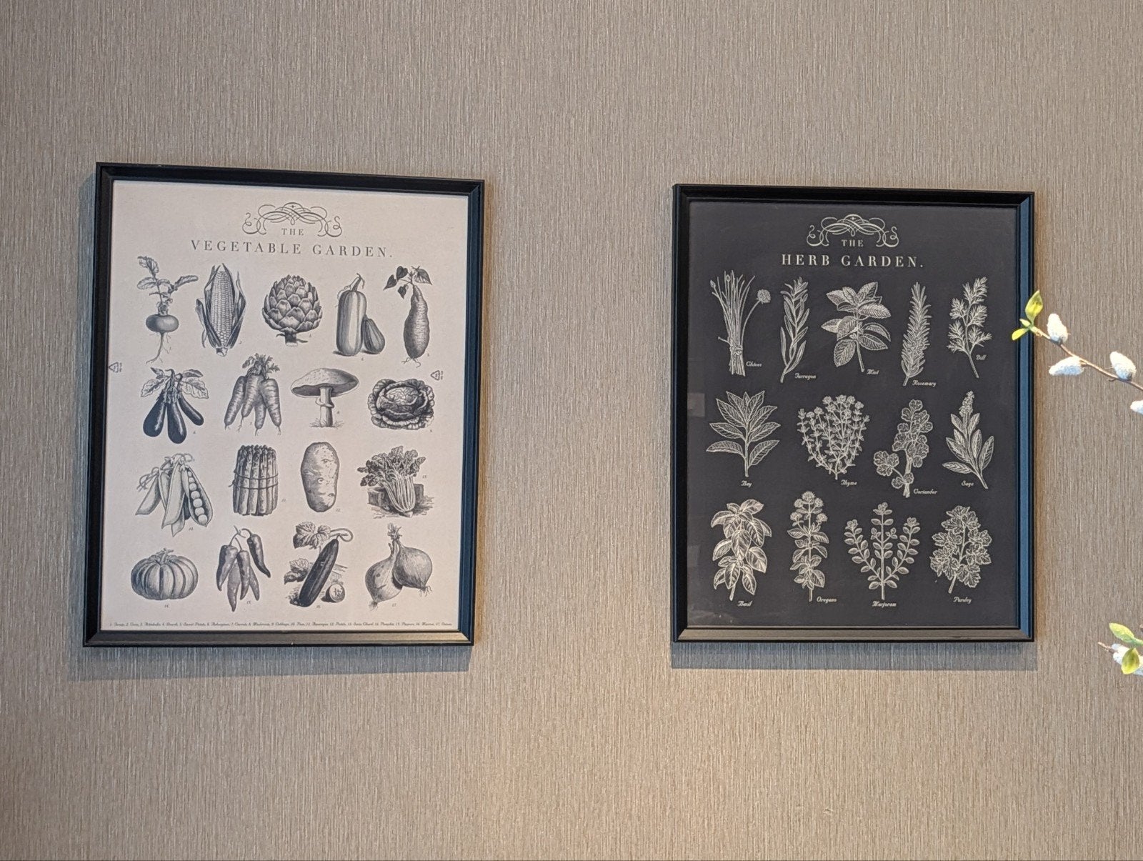 Set van 2 botanische prints in lijst: Kruiden- & Groentetuin, Ophalen, 50 – 75, 50 tot 75 cm, Print