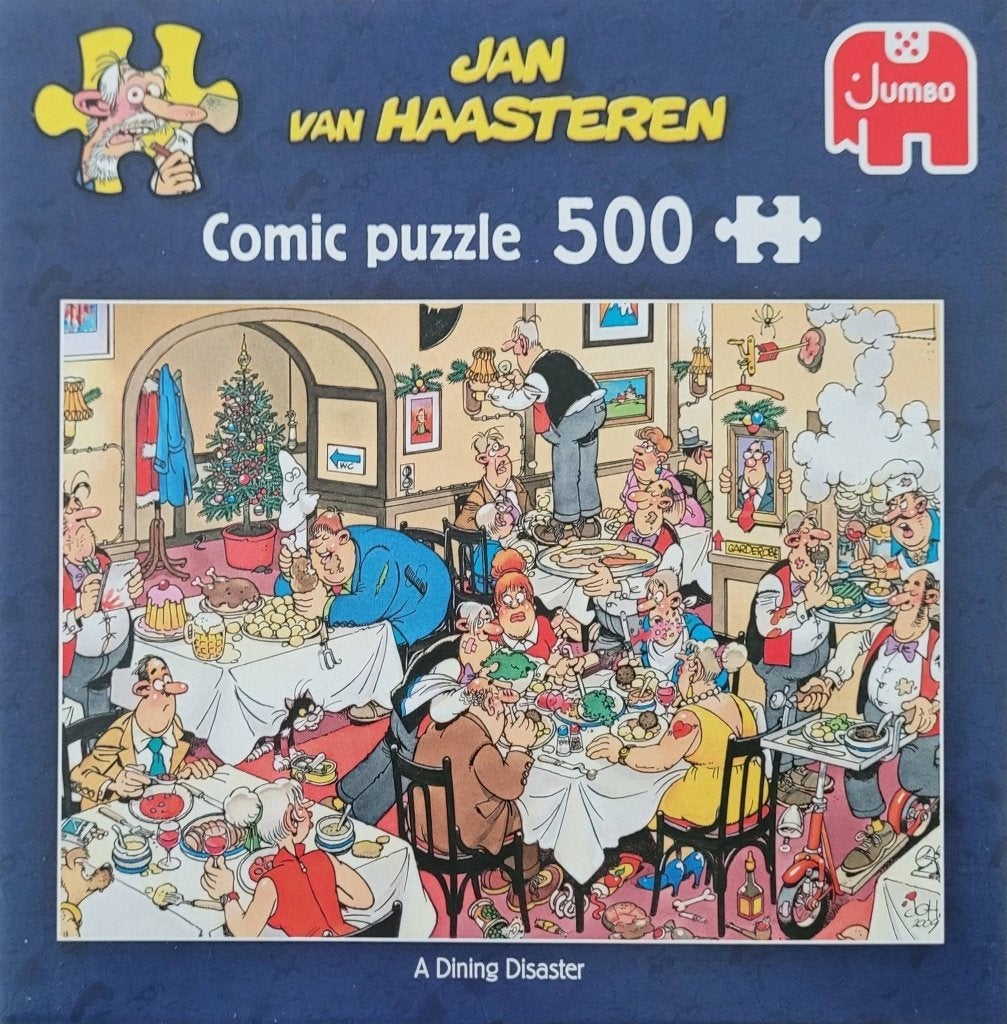 Jan van Haasteren legpuzzel 500 stukjes A Dining Disaster, Ophalen of Verzenden, 500 t/m 1500 stukjes, Zo goed als nieuw, Legpuzzel