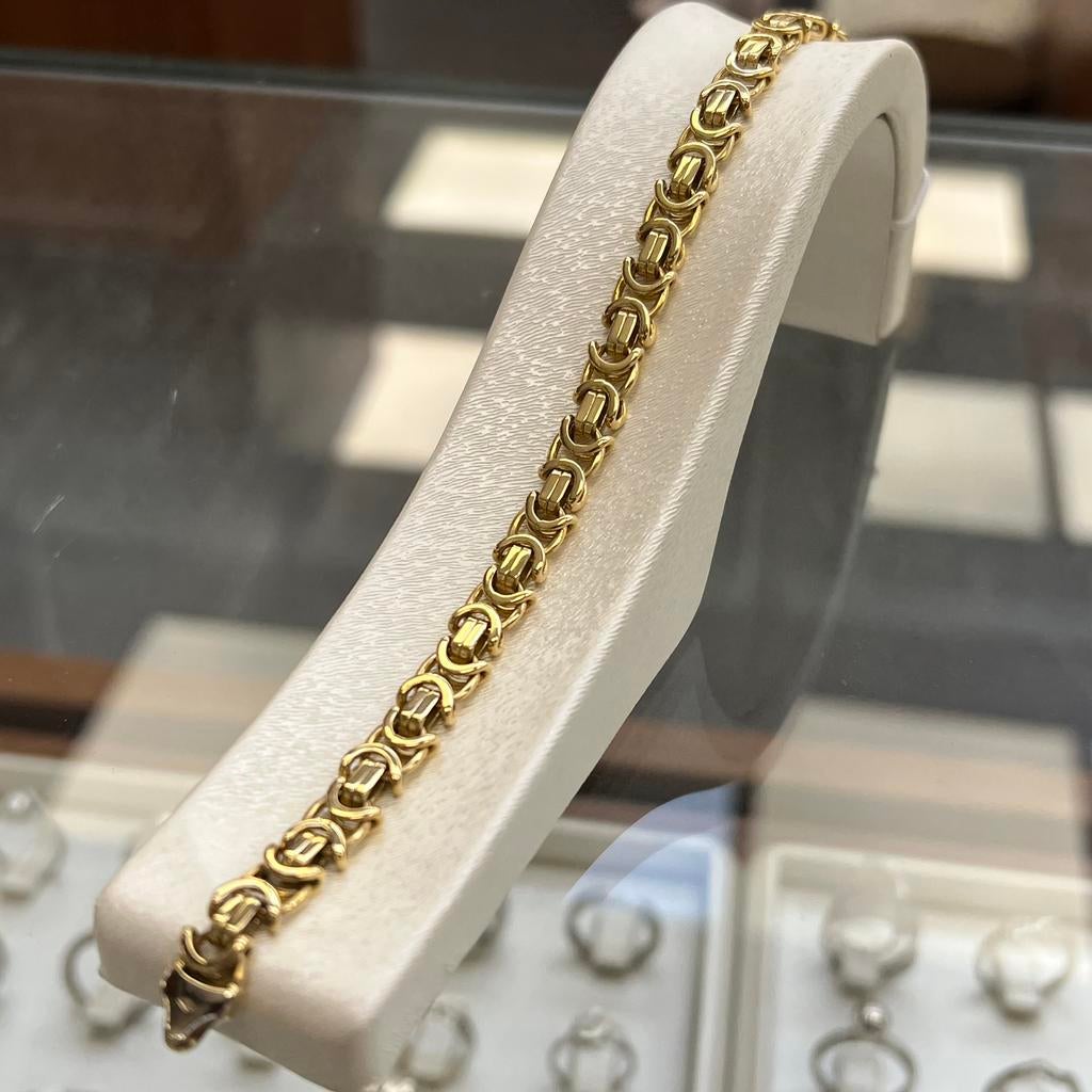 18 karaat gouden armband massief koningsschakel, Ophalen of Verzenden, Nieuw, Goud