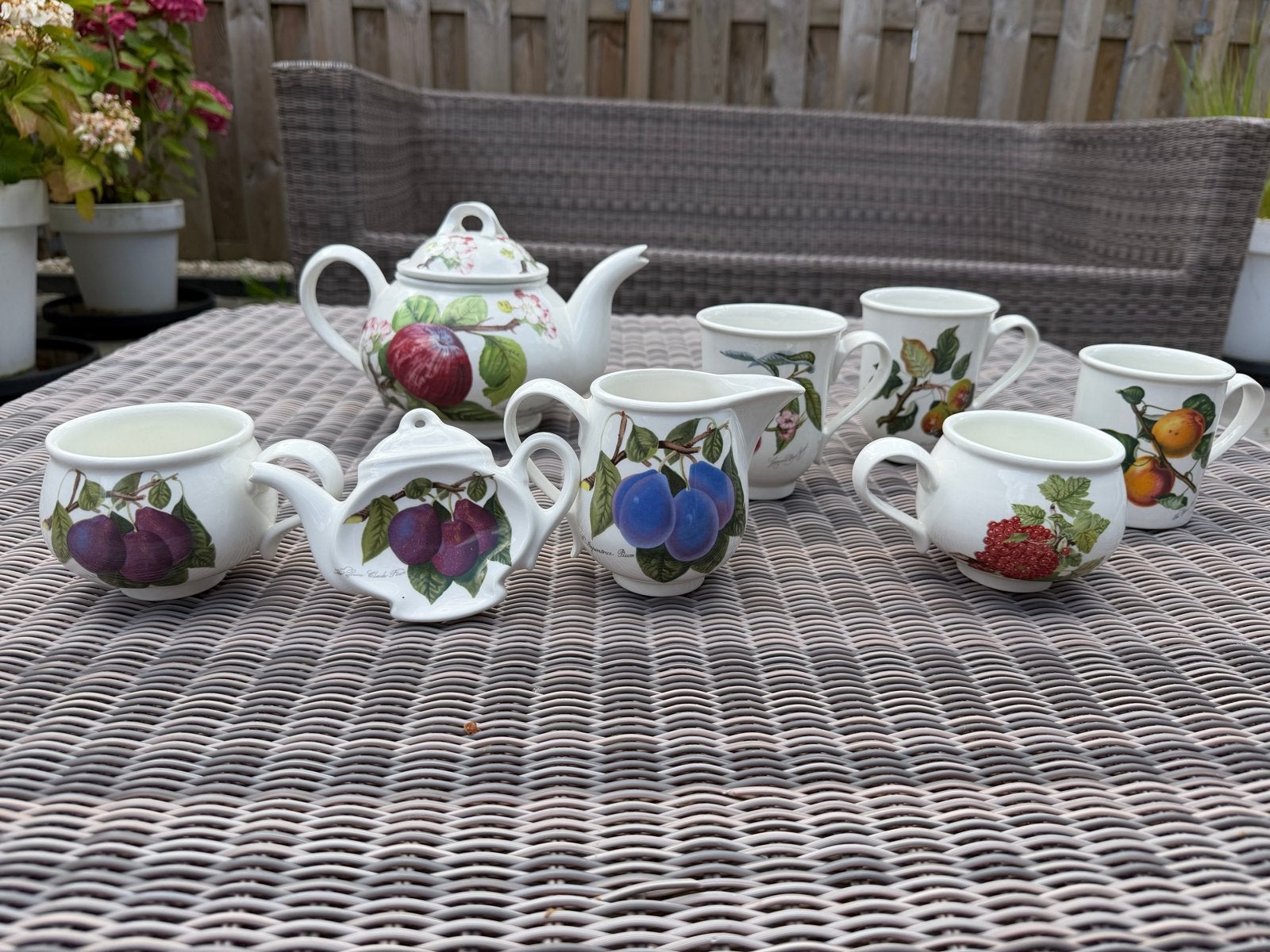 Portmeirion Pomona theeservies - theepot, melkkannetje, 5 be, Huis en Inrichting, Keuken | Servies, Overige merken, Nieuw, Ophalen of Verzenden