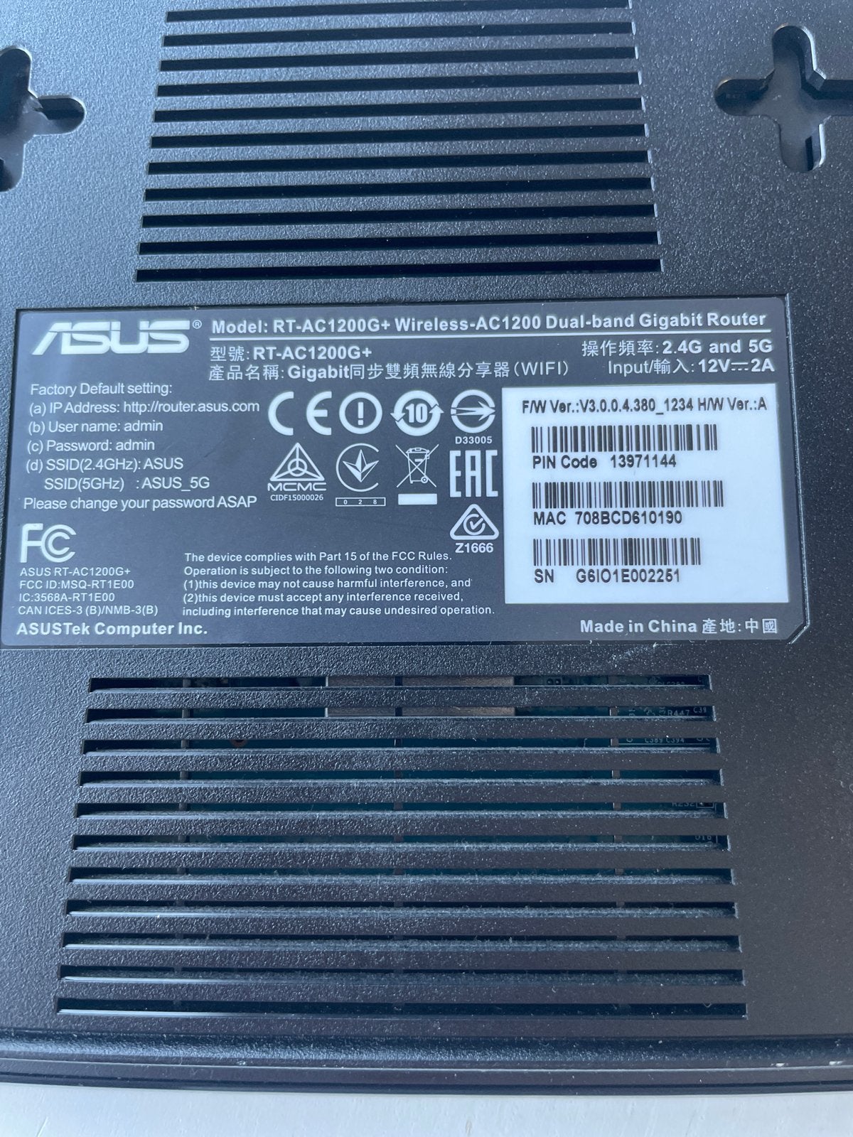 ASUS RT-AC1200G+ Dual Band Gigabit Router, Computers en Software, Ophalen of Verzenden, Gebruikt, Router