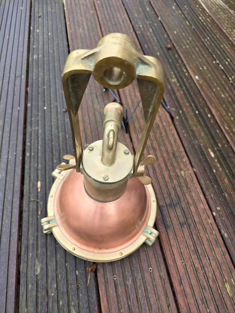 Prachtige oude koperen scheepslamp., Antiek en Kunst, Ophalen of Verzenden, Koper