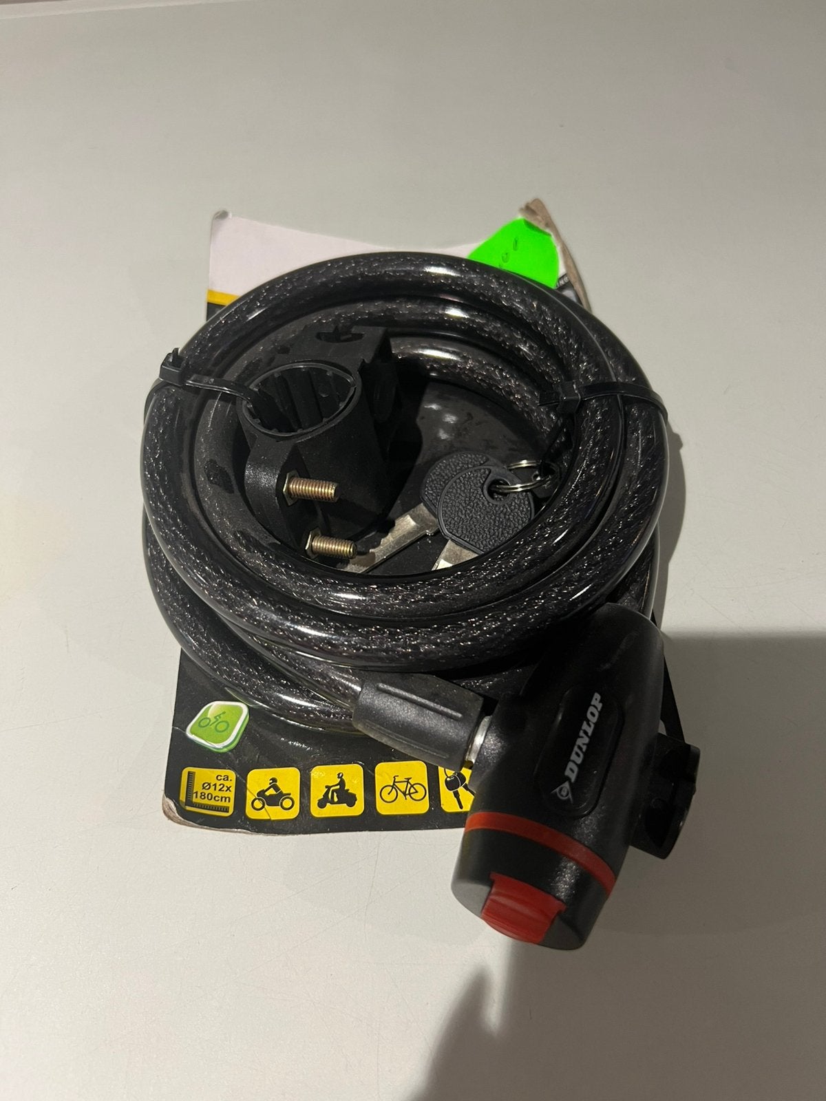 Spiraalslot Dunlop met sleutel zwart, Nieuw, Ophalen of Verzenden, Nvt, Apparatuur