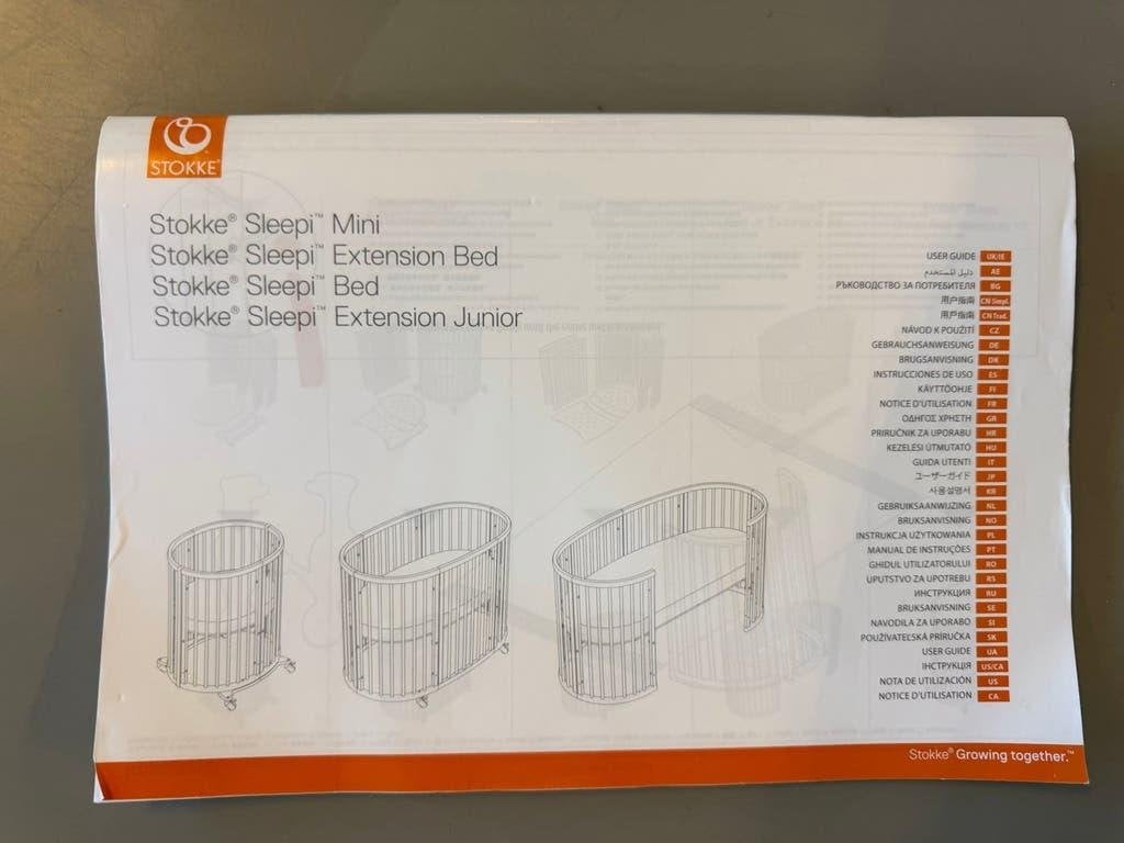 Stokke Sleepi Groeibed Set - Mini, Bed & Junior - Wit, Ophalen, 70 tot 85 cm, Zo goed als nieuw, Lattenbodem