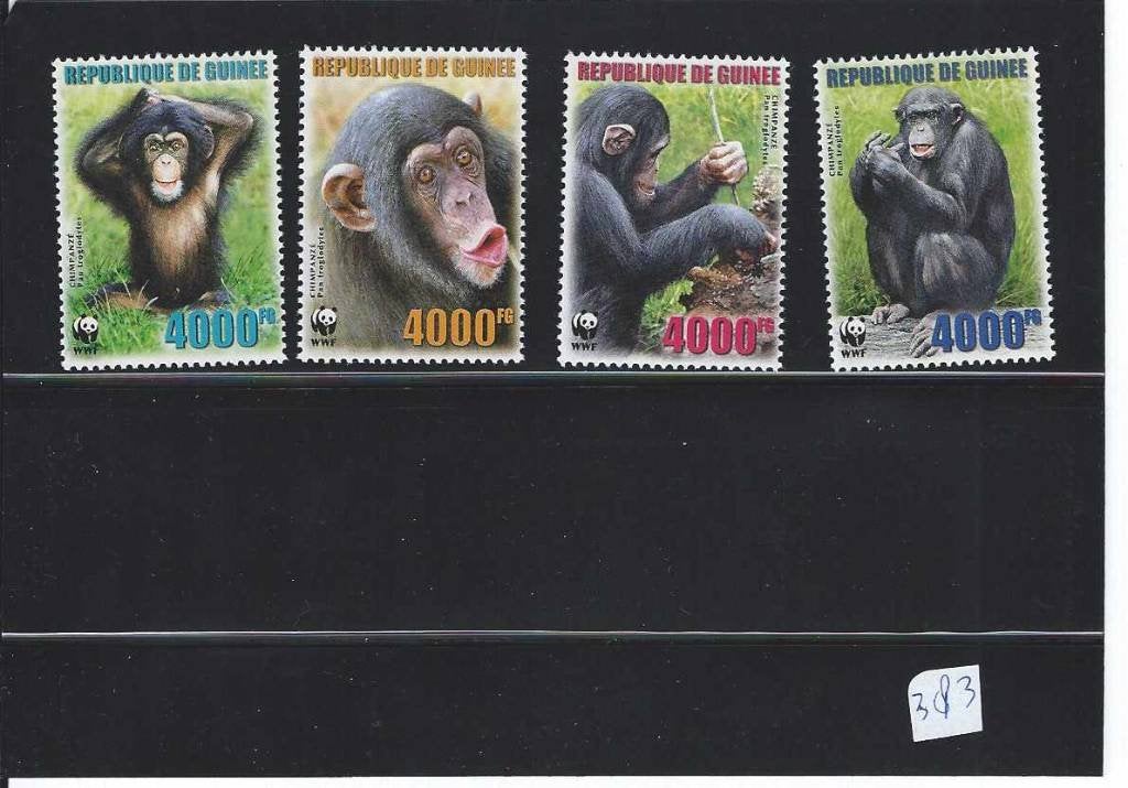 Chimpansee apen wwf wnf Guinea bedreigde diersoorten, Ophalen of Verzenden, Postfris, Dier of Natuur