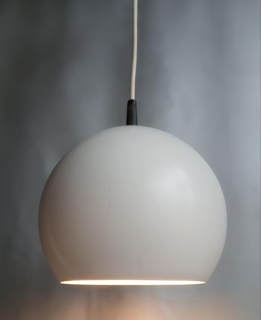 Vintage, jaren 70, space age hanglamp, wit, metaal, Gebruikt, Vintage, Ophalen of Verzenden, Metaal
