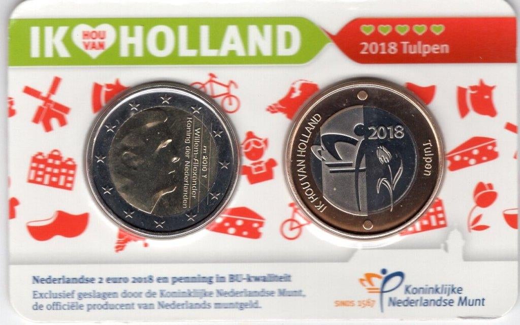 2 Euro Nederland 2018 - Tulpen - Holland Coin Fair Coincard, Verzenden, Overige landen, 2 euro, Losse munt
