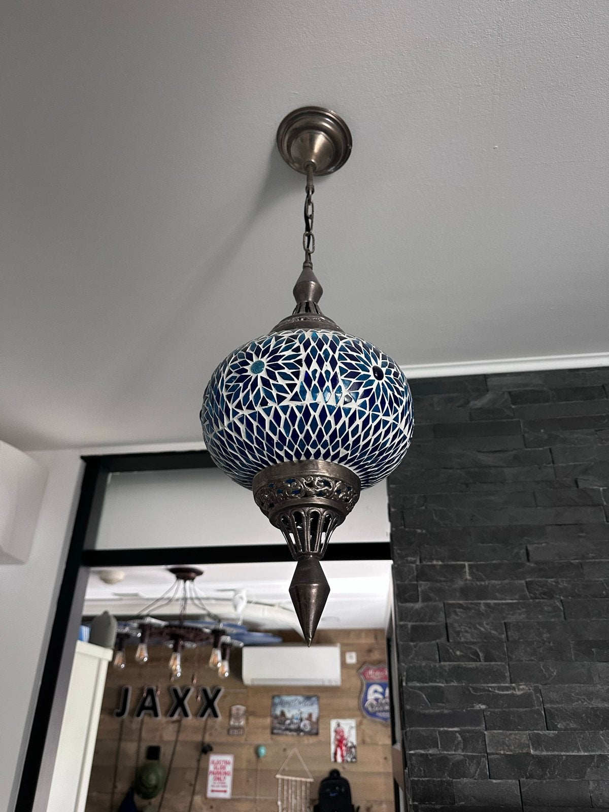 Oosterse 1001 Nacht Hanglamp - Mozaïek Glas, Ophalen of Verzenden, Gebruikt, Glas, E27 (groot)