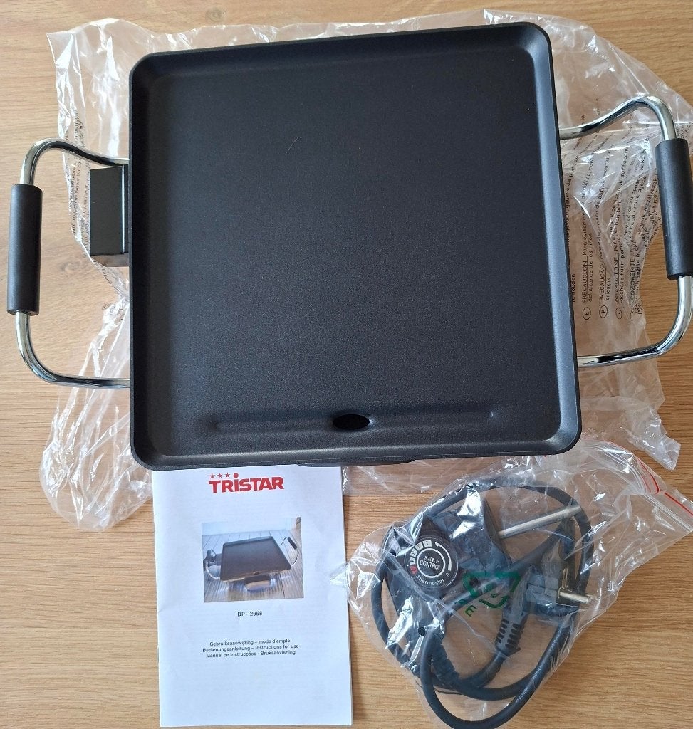 Tristar Grillplaat BP-2958 - Tafelgrill 800W, Ophalen, Zo goed als nieuw, Tafelgrill
