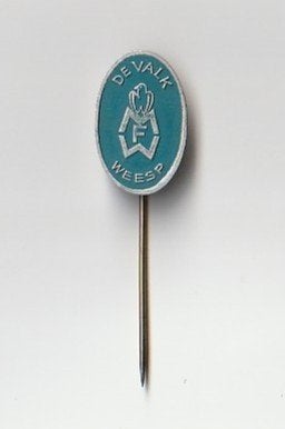 volmetaal speld De Valk Margarinefabriek Weesp, Verzamelen, Ophalen of Verzenden, Overige onderwerpen, Speldje of Pin